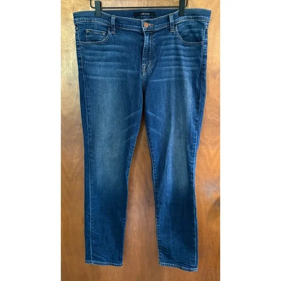 J Brand Maude Mid Rise Cigarette Jeans Idolize Dark Blue Wash 31 Denim Sleek Y2K - Picture 2 of 16